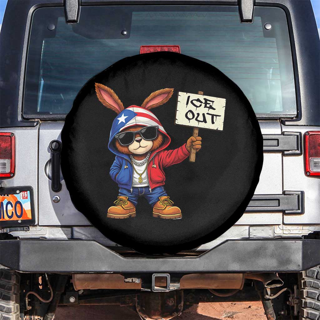 Bunny Ice Out Spare Tire Cover Protest Equality Puerto Rican Flag Hoodie