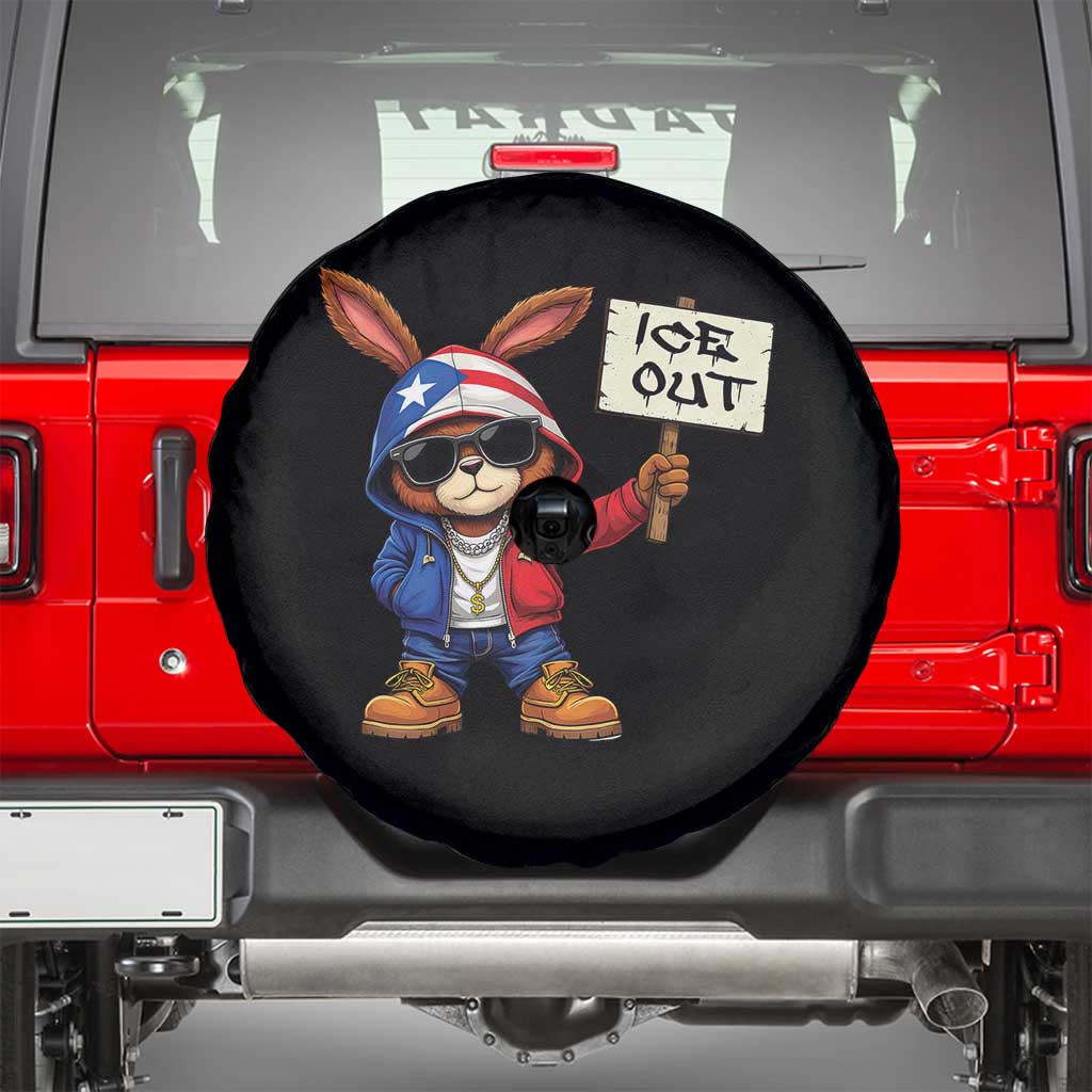 Bunny Ice Out Spare Tire Cover Protest Equality Puerto Rican Flag Hoodie