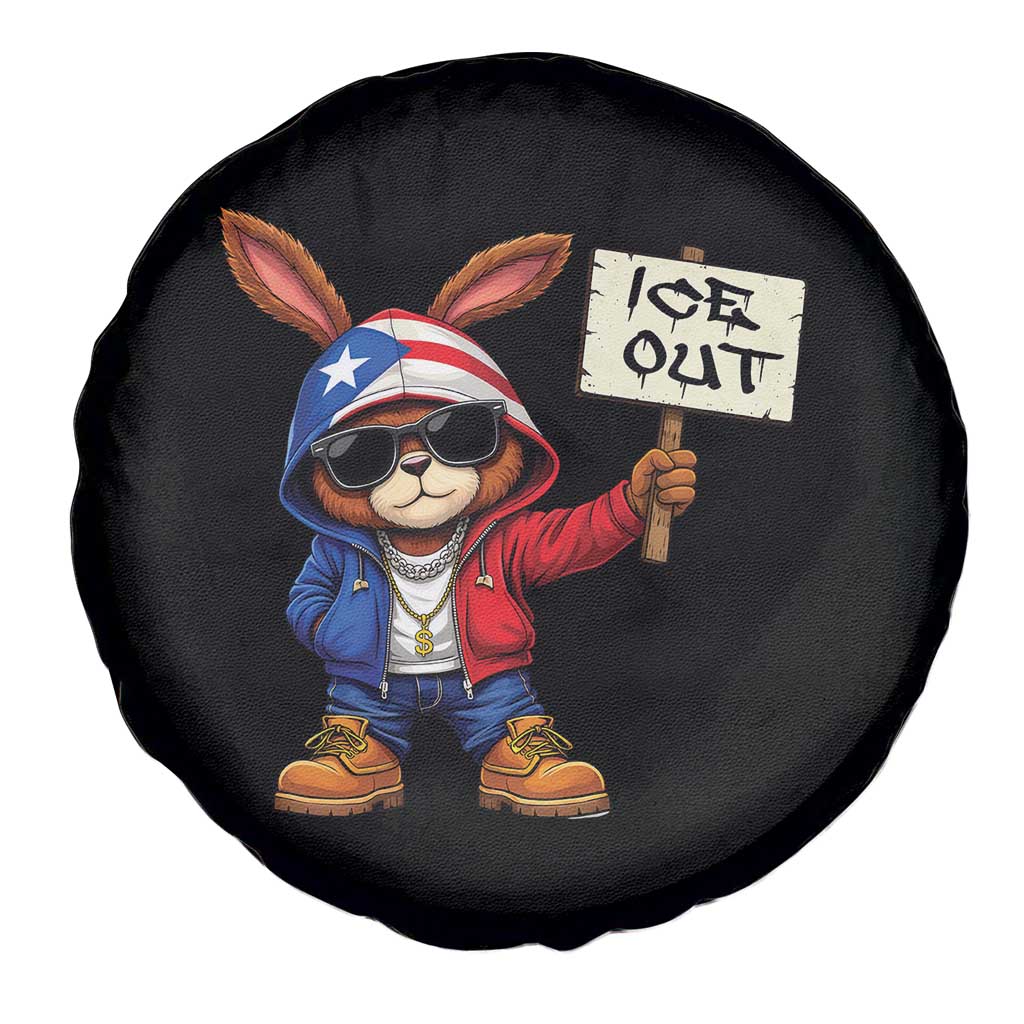 Bunny Ice Out Spare Tire Cover Protest Equality Puerto Rican Flag Hoodie