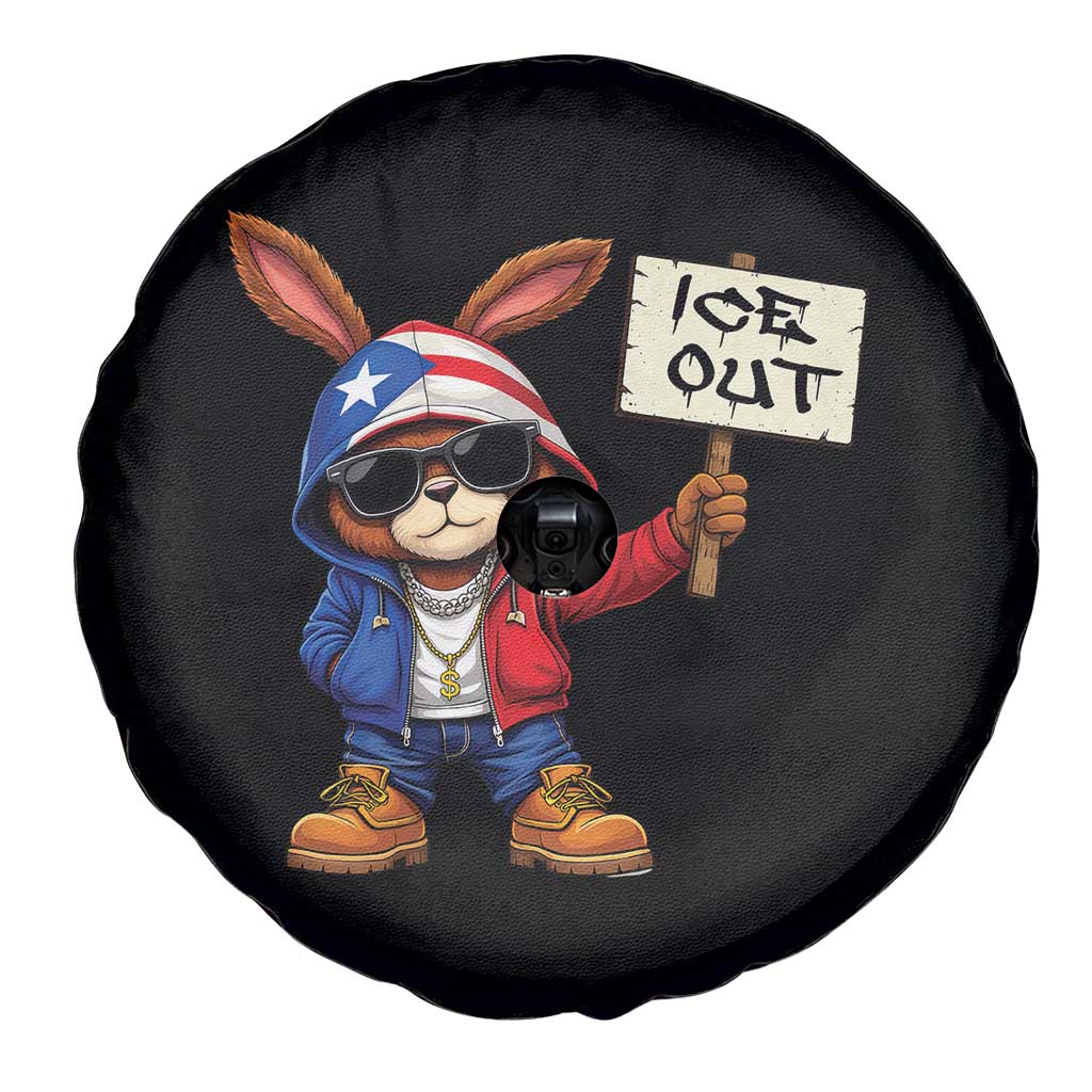 Bunny Ice Out Spare Tire Cover Protest Equality Puerto Rican Flag Hoodie