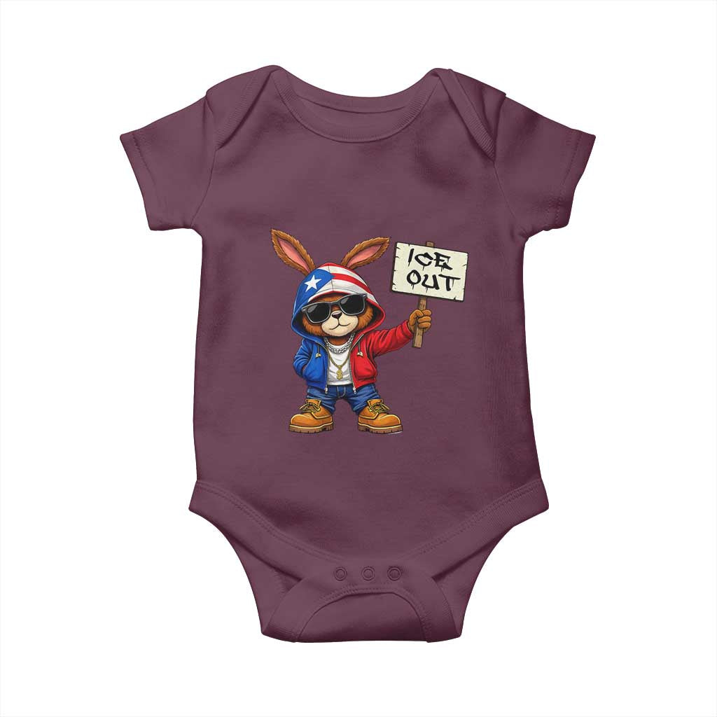 Bunny Ice Out Baby Onesie Protest Equality Puerto Rican Flag Hoodie