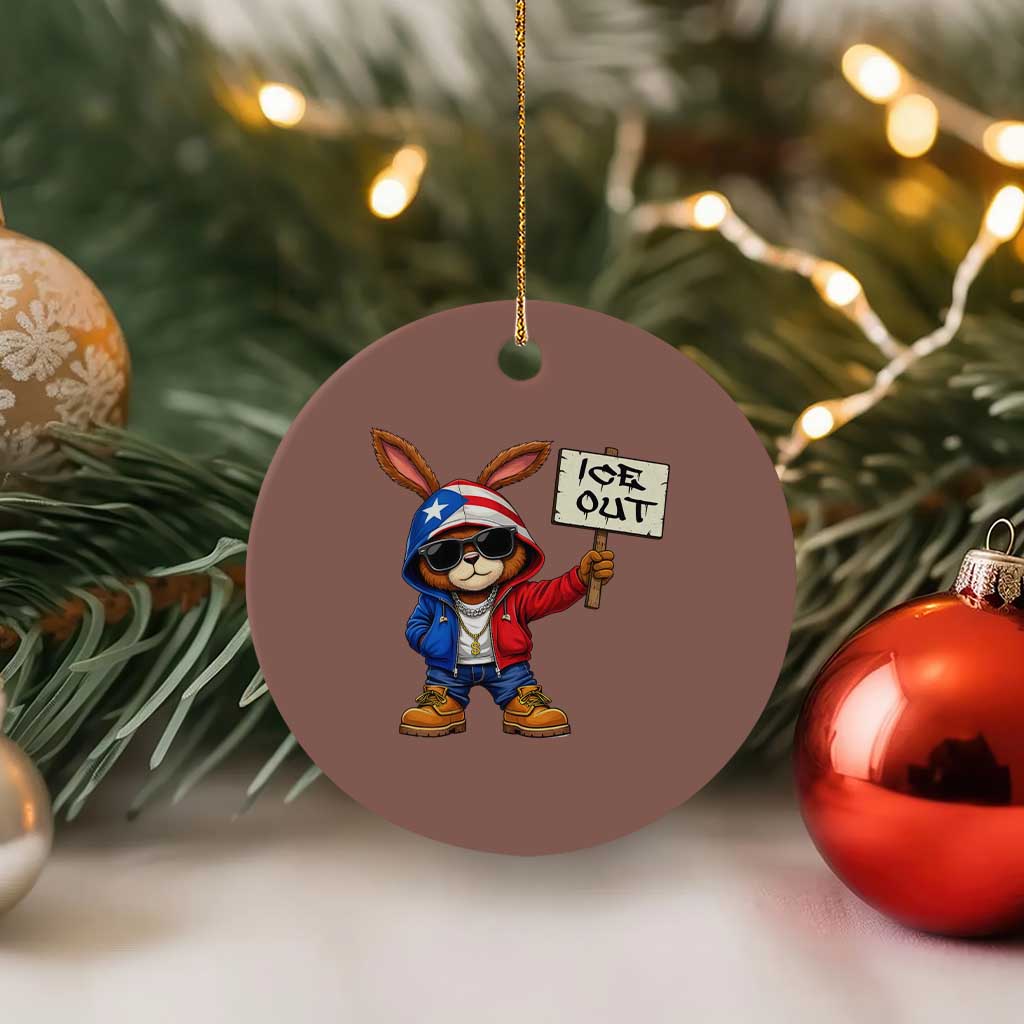 Bunny Ice Out Ceramic Ornament Protest Equality Puerto Rican Flag Hoodie