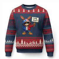 Bunny Ice Out Ugly Christmas Sweater Protest Equality Puerto Rican Flag Hoodie