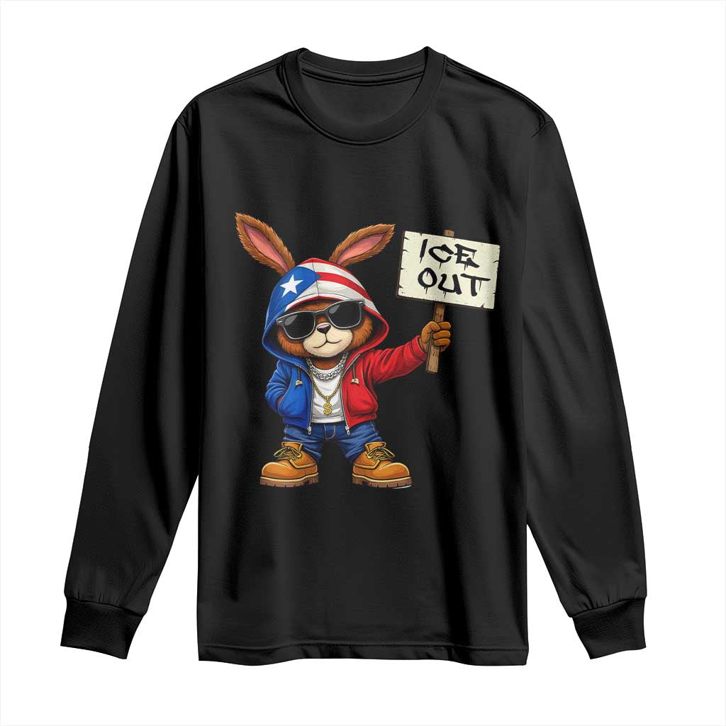 Bunny Ice Out Long Sleeve Shirt Protest Equality Puerto Rican Flag Hoodie