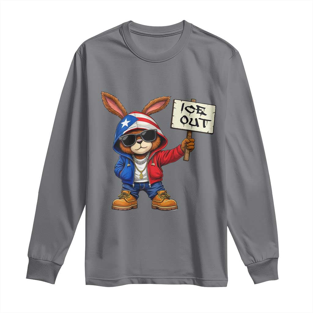 Bunny Ice Out Long Sleeve Shirt Protest Equality Puerto Rican Flag Hoodie