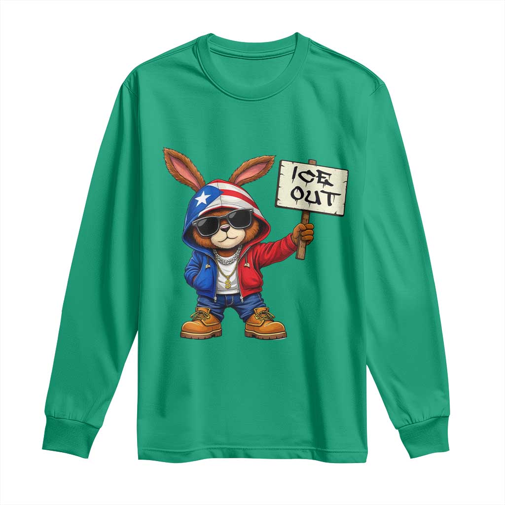 Bunny Ice Out Long Sleeve Shirt Protest Equality Puerto Rican Flag Hoodie