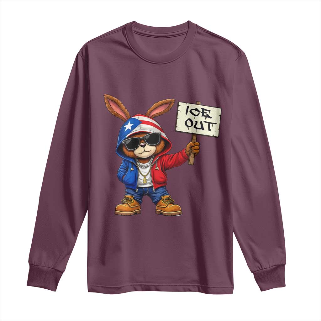Bunny Ice Out Long Sleeve Shirt Protest Equality Puerto Rican Flag Hoodie