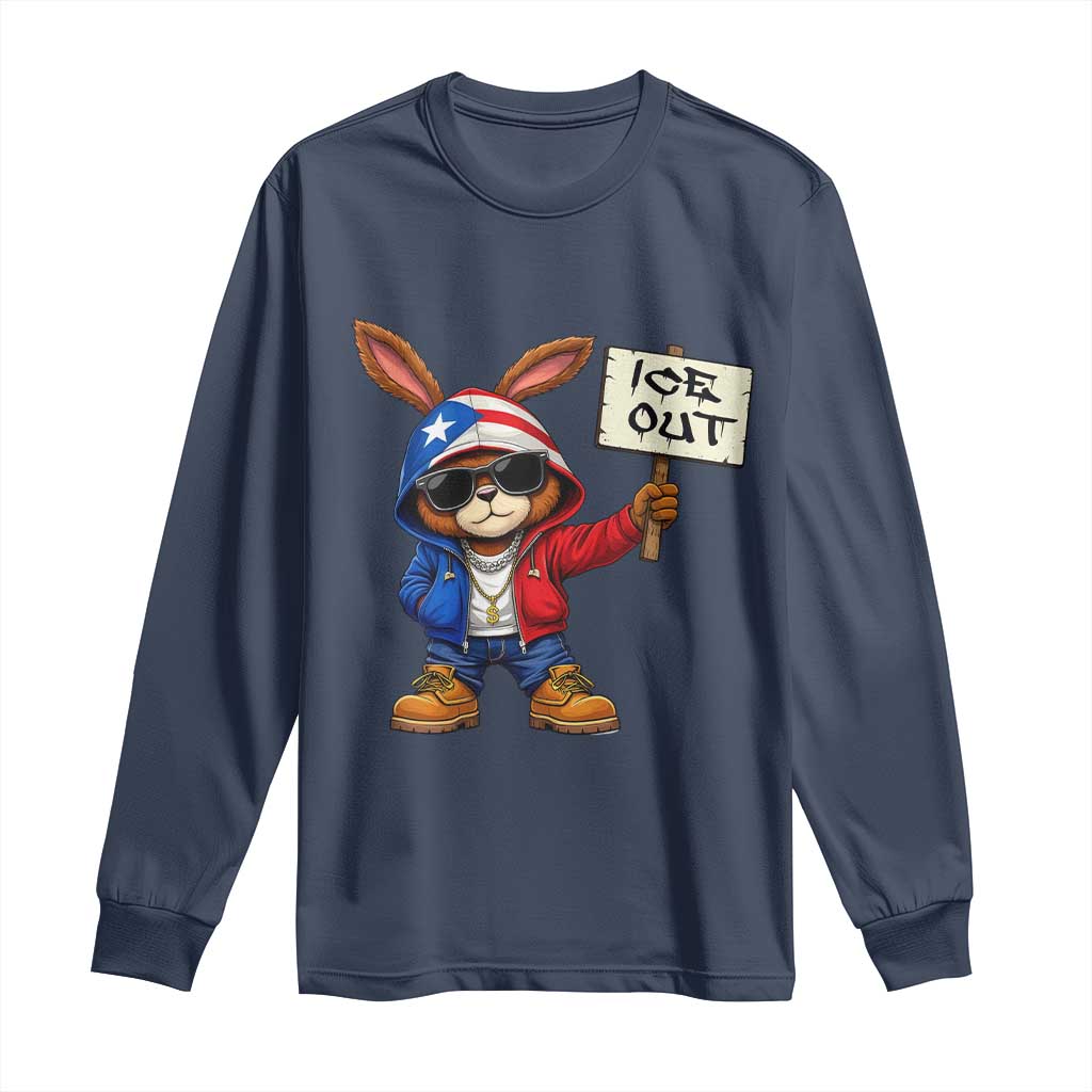 Bunny Ice Out Long Sleeve Shirt Protest Equality Puerto Rican Flag Hoodie