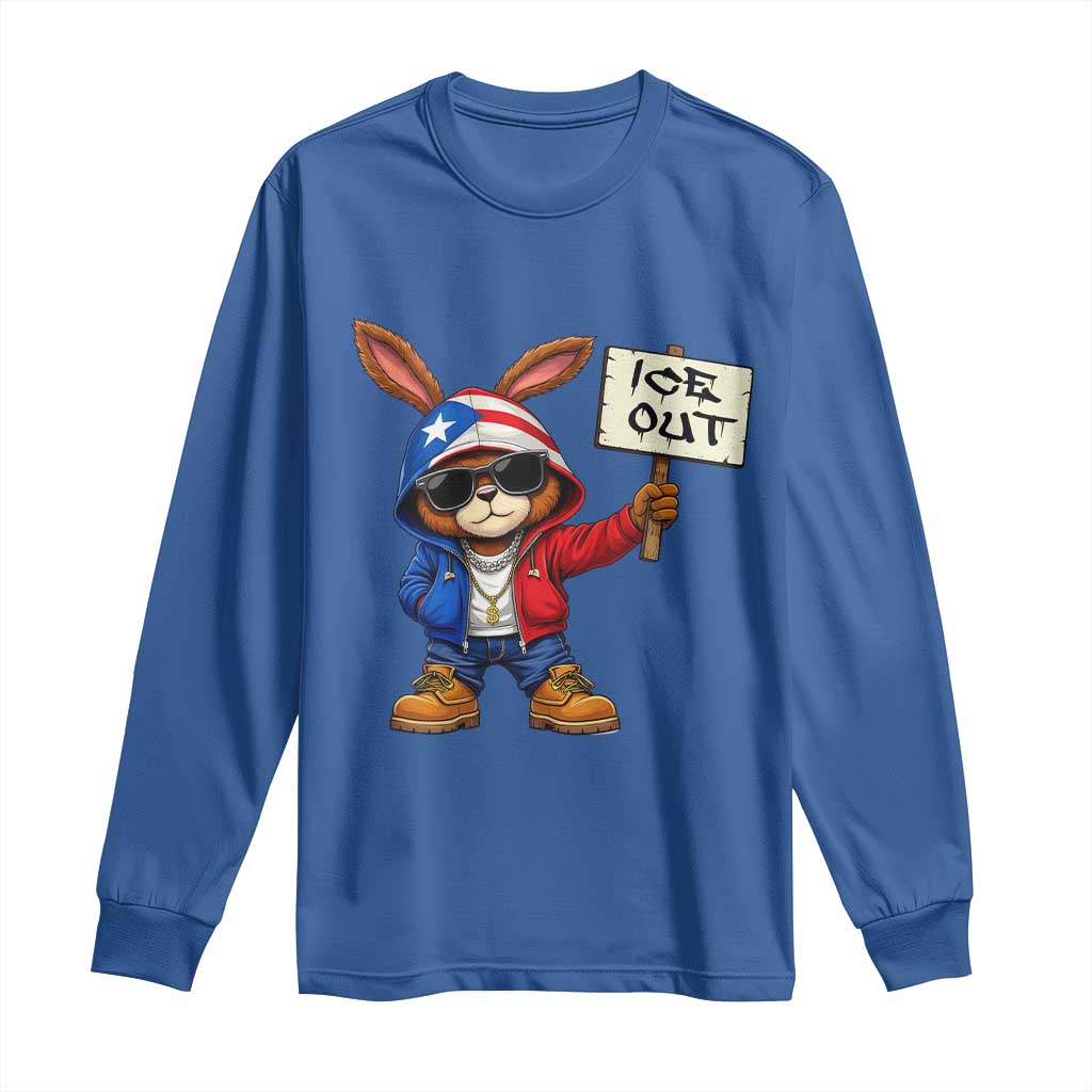 Bunny Ice Out Long Sleeve Shirt Protest Equality Puerto Rican Flag Hoodie