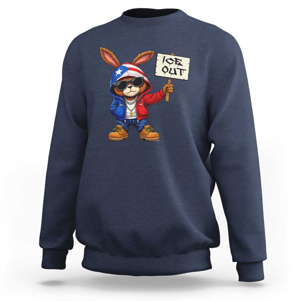 Bunny Ice Out Sweatshirt Protest Equality Puerto Rican Flag Hoodie