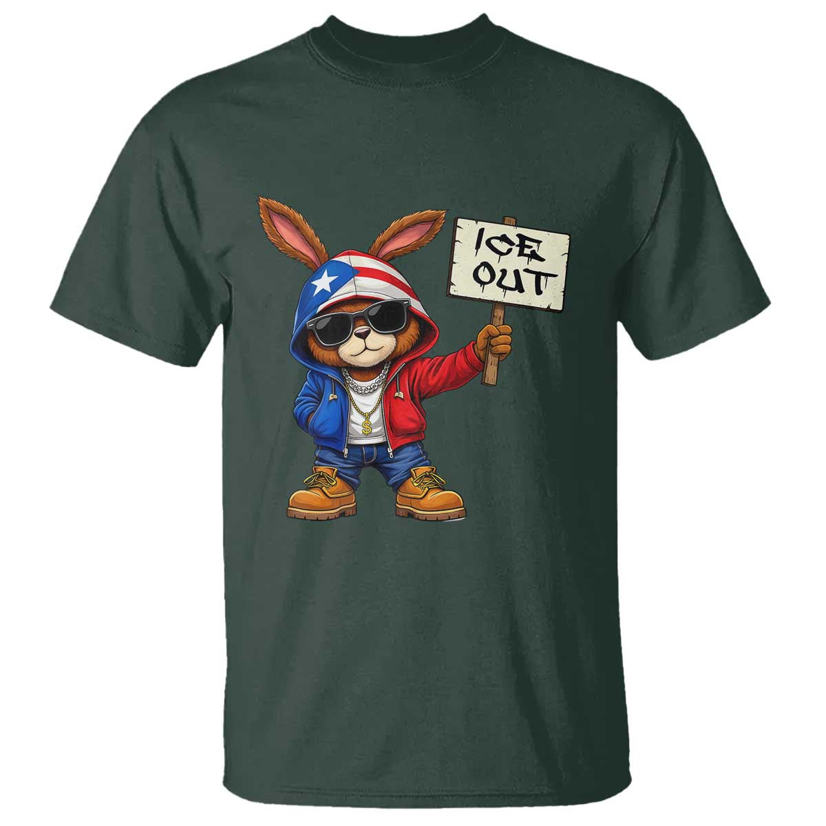 Bunny Ice Out T Shirt Protest Equality Puerto Rican Flag Hoodie