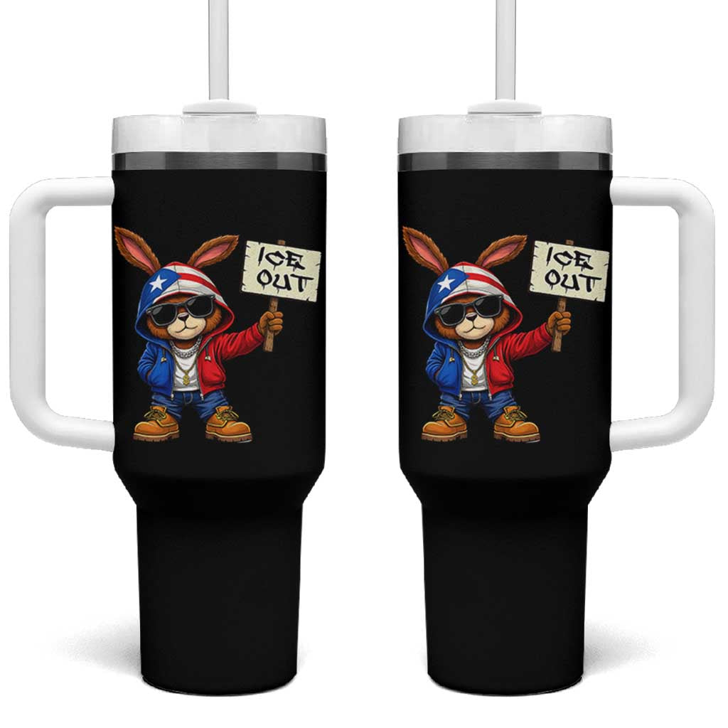 Bunny Ice Out Tumbler With Handle Protest Equality Puerto Rican Flag Hoodie