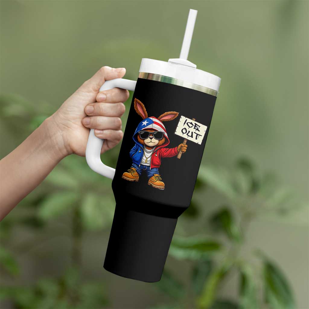 Bunny Ice Out Tumbler With Handle Protest Equality Puerto Rican Flag Hoodie