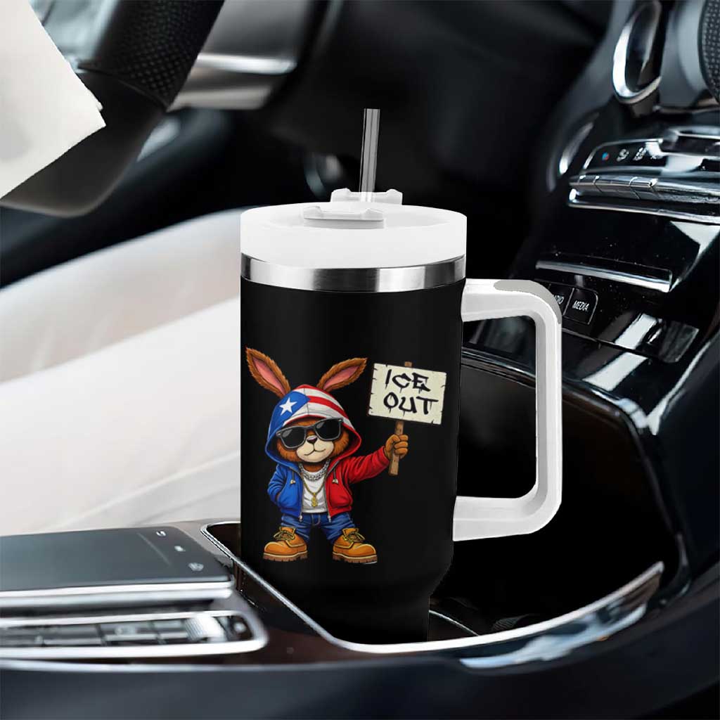 Bunny Ice Out Tumbler With Handle Protest Equality Puerto Rican Flag Hoodie