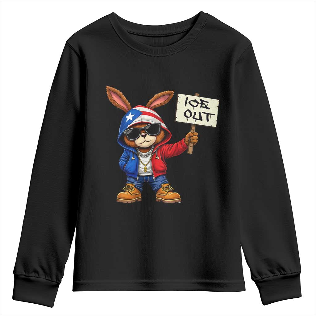 Bunny Ice Out Youth Sweatshirt Protest Equality Puerto Rican Flag Hoodie