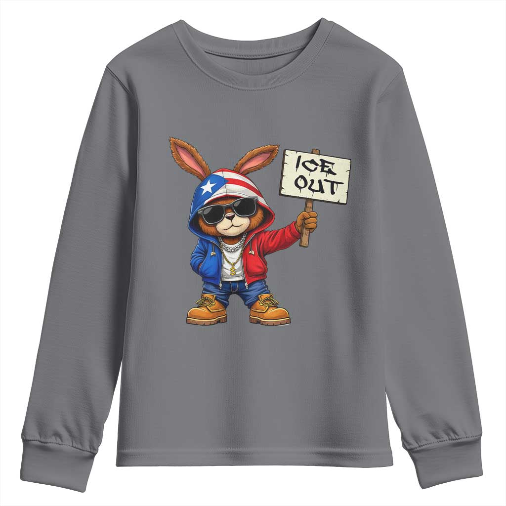 Bunny Ice Out Youth Sweatshirt Protest Equality Puerto Rican Flag Hoodie