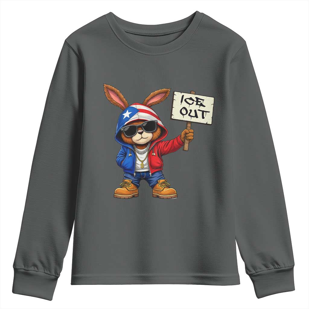Bunny Ice Out Youth Sweatshirt Protest Equality Puerto Rican Flag Hoodie