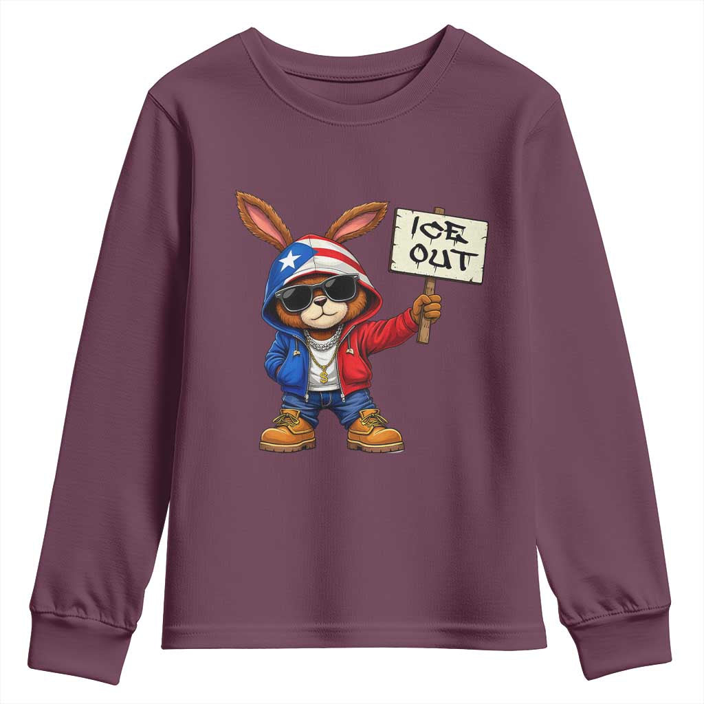 Bunny Ice Out Youth Sweatshirt Protest Equality Puerto Rican Flag Hoodie