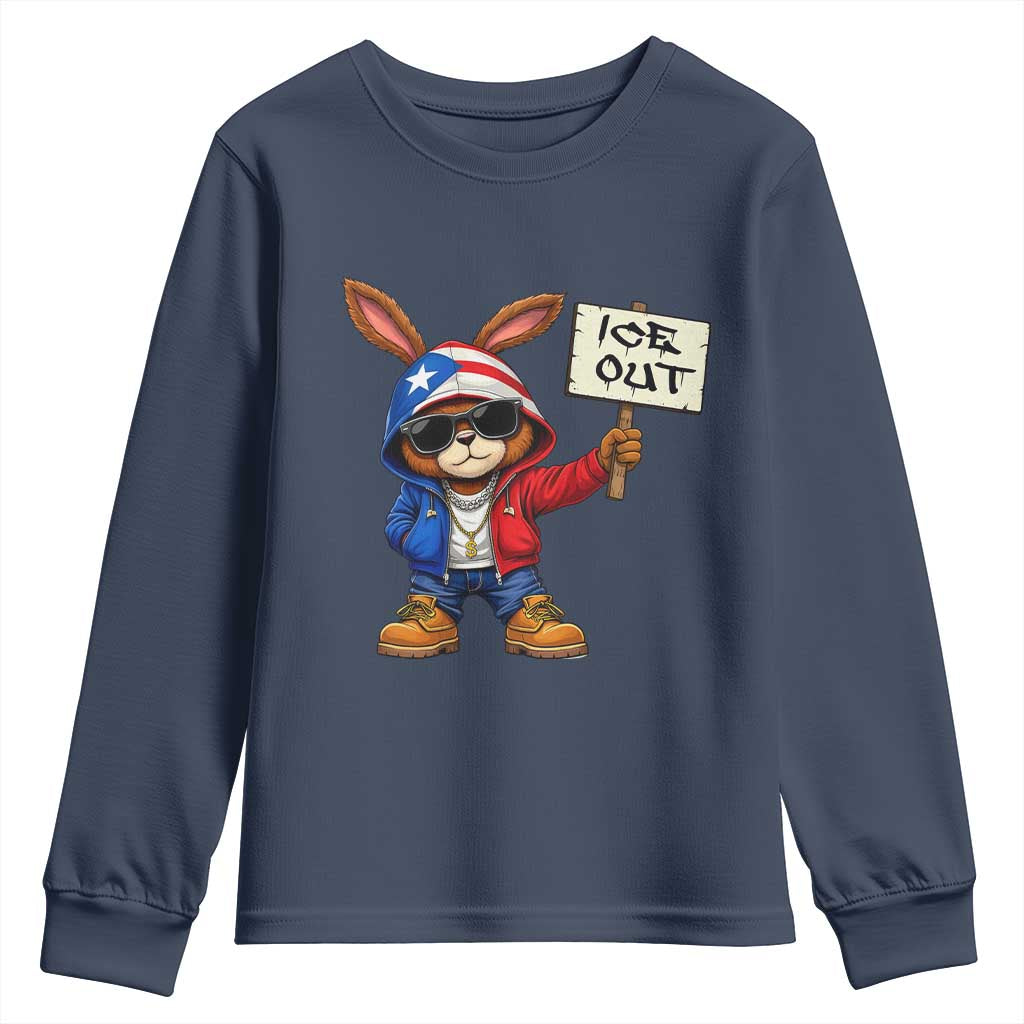 Bunny Ice Out Youth Sweatshirt Protest Equality Puerto Rican Flag Hoodie