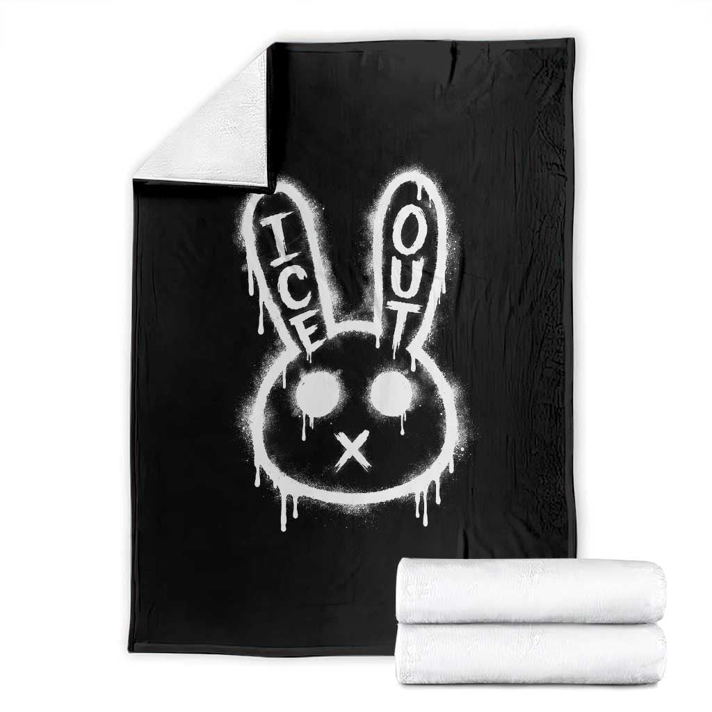 Cool Bunny Ice Out Throw Blanket Graffiti Style Rabbit FDT Anti Immigration Enforcement