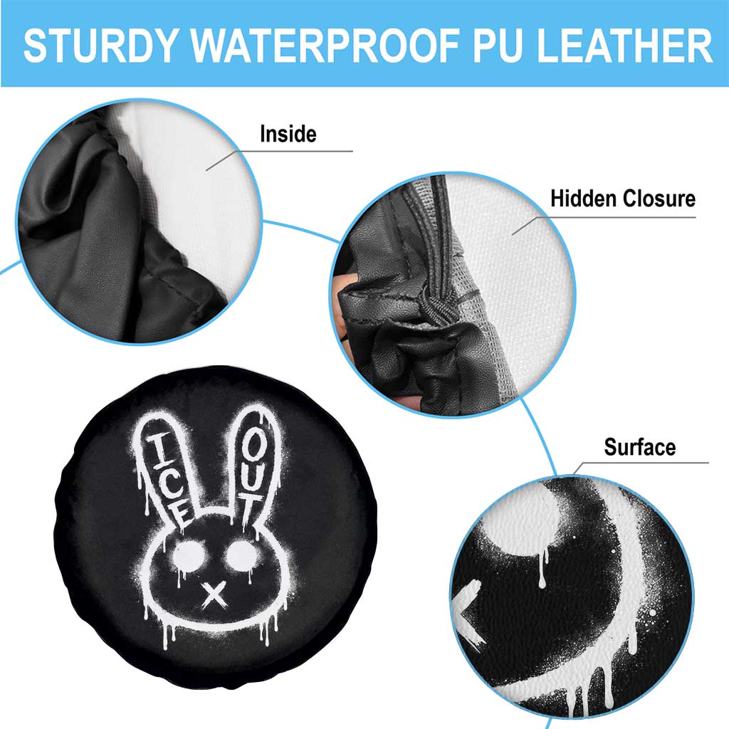Cool Bunny Ice Out Spare Tire Cover Graffiti Style Rabbit FDT Anti Immigration Enforcement