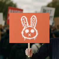 Cool Bunny Ice Out Protest Sign Graffiti Style Rabbit FDT Anti Immigration Enforcement
