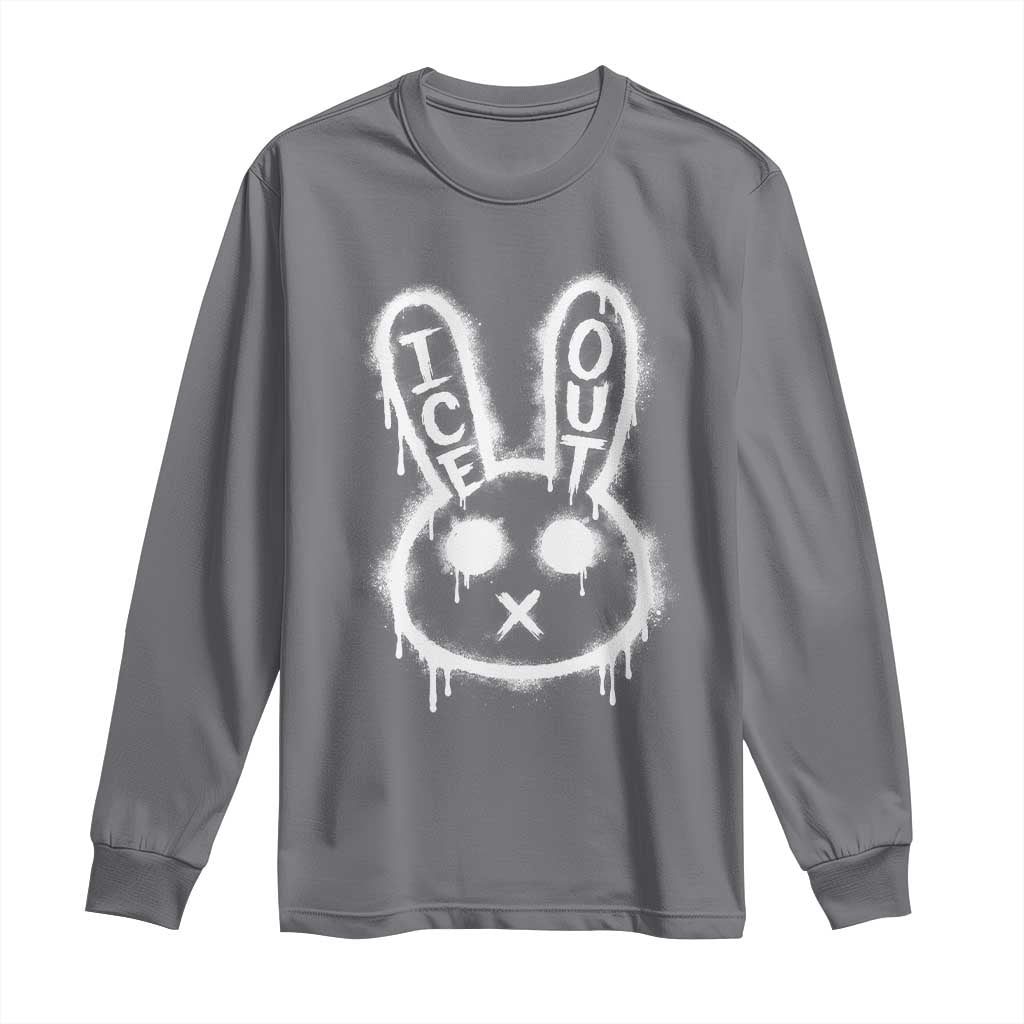 Cool Bunny Ice Out Long Sleeve Shirt Graffiti Style Rabbit FDT Anti Immigration Enforcement