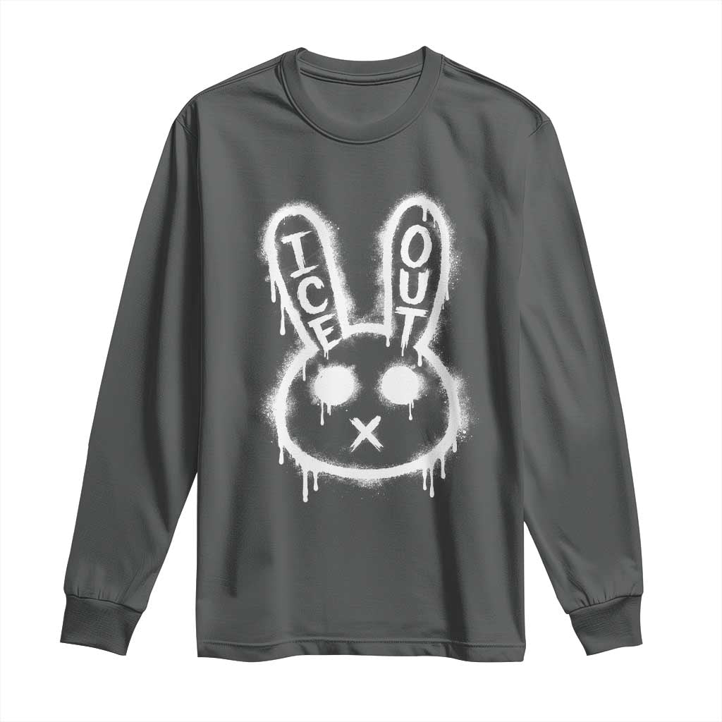 Cool Bunny Ice Out Long Sleeve Shirt Graffiti Style Rabbit FDT Anti Immigration Enforcement