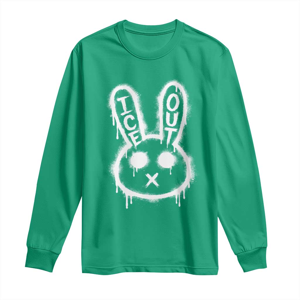 Cool Bunny Ice Out Long Sleeve Shirt Graffiti Style Rabbit FDT Anti Immigration Enforcement