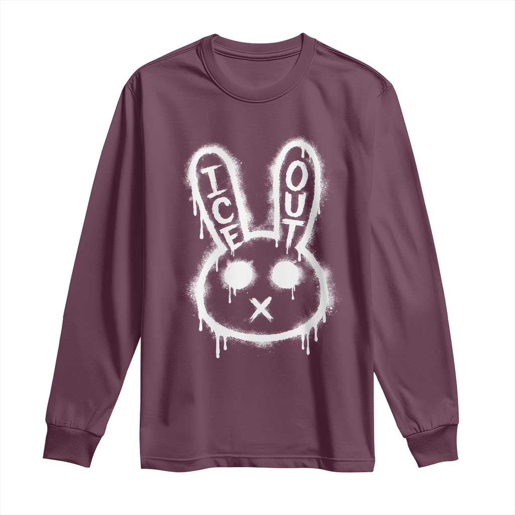 Cool Bunny Ice Out Long Sleeve Shirt Graffiti Style Rabbit FDT Anti Immigration Enforcement
