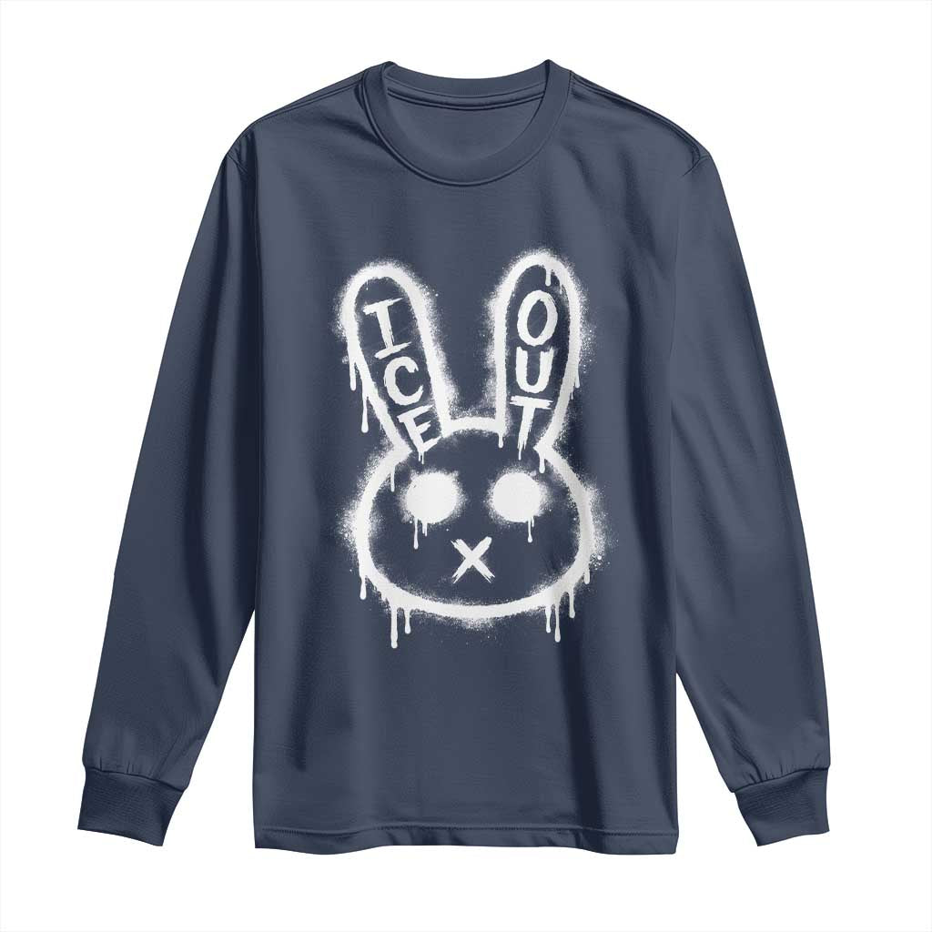 Cool Bunny Ice Out Long Sleeve Shirt Graffiti Style Rabbit FDT Anti Immigration Enforcement
