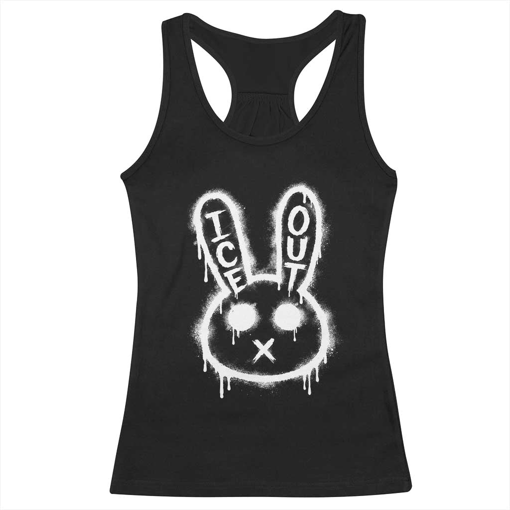 Cool Bunny Ice Out Racerback Tank Top Graffiti Style Rabbit FDT Anti Immigration Enforcement