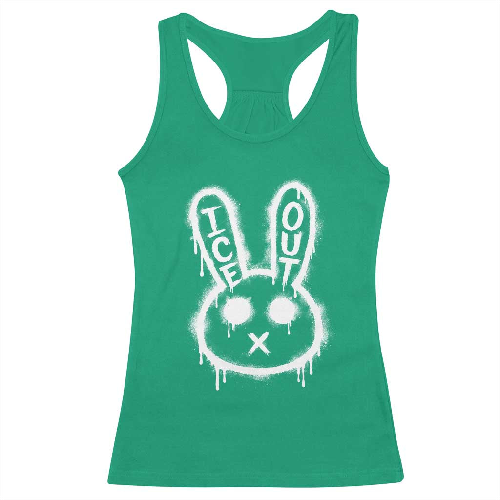 Cool Bunny Ice Out Racerback Tank Top Graffiti Style Rabbit FDT Anti Immigration Enforcement