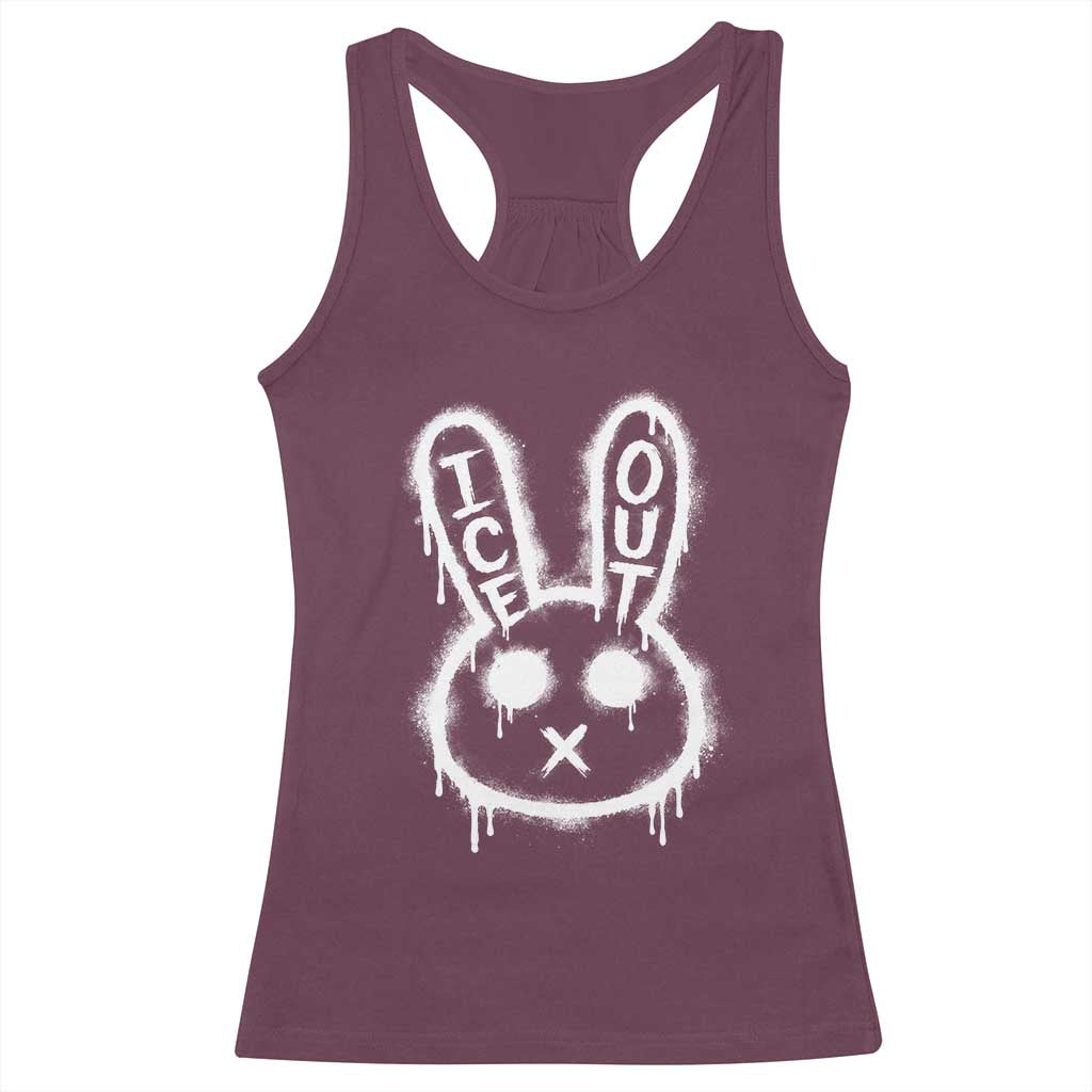 Cool Bunny Ice Out Racerback Tank Top Graffiti Style Rabbit FDT Anti Immigration Enforcement