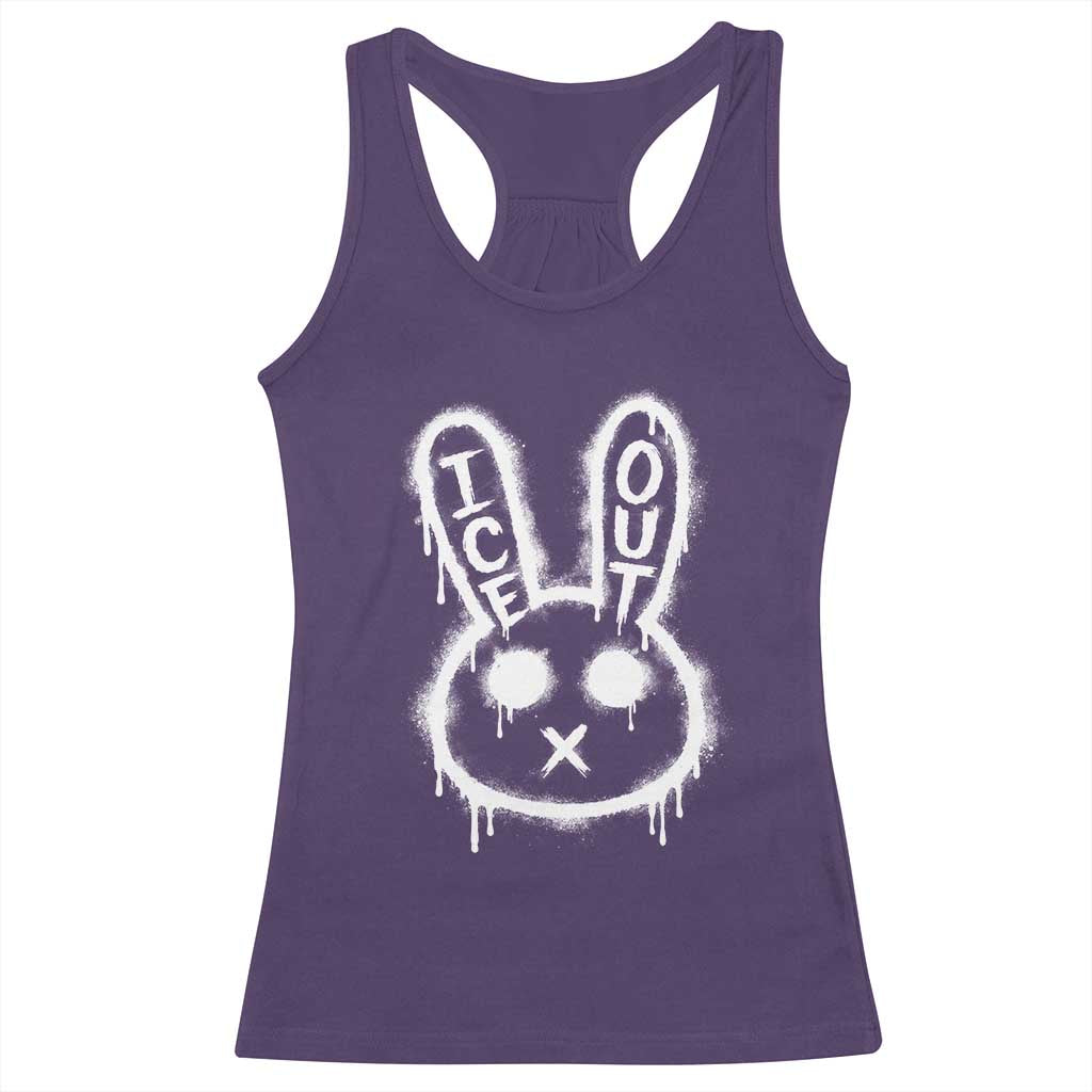 Cool Bunny Ice Out Racerback Tank Top Graffiti Style Rabbit FDT Anti Immigration Enforcement
