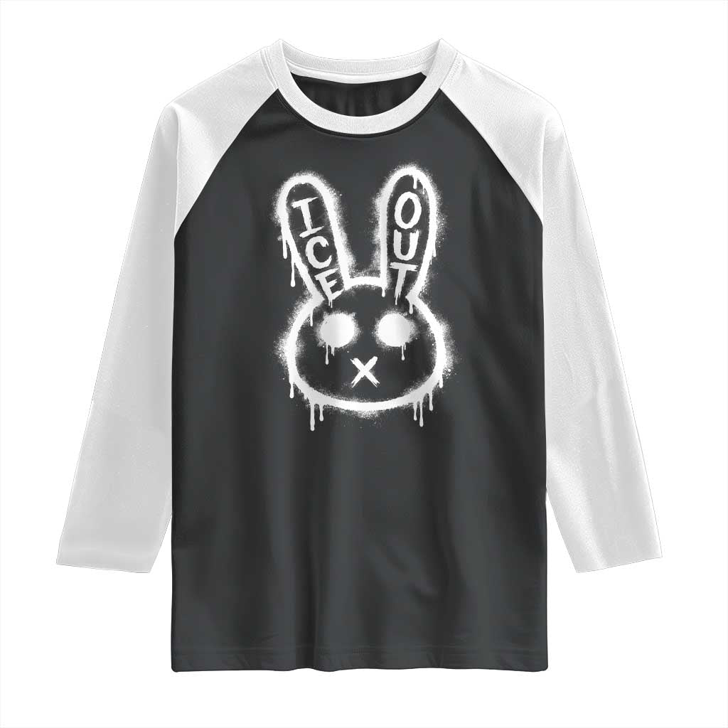 Cool Bunny Ice Out Raglan Shirt Graffiti Style Rabbit FDT Anti Immigration Enforcement