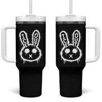 Cool Bunny Ice Out Tumbler With Handle Graffiti Style Rabbit FDT Anti Immigration Enforcement