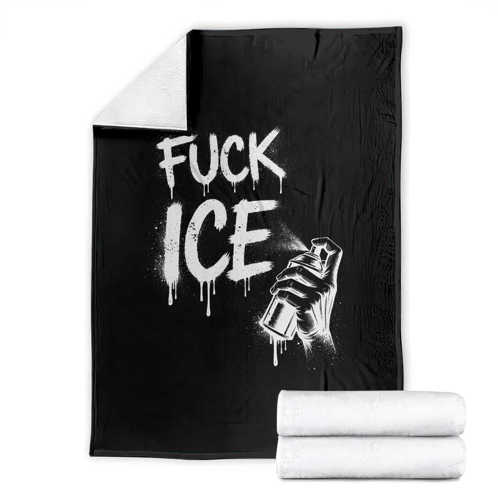 Fck Ice Throw Blanket Vintage Graffiti No Human is Illegal
