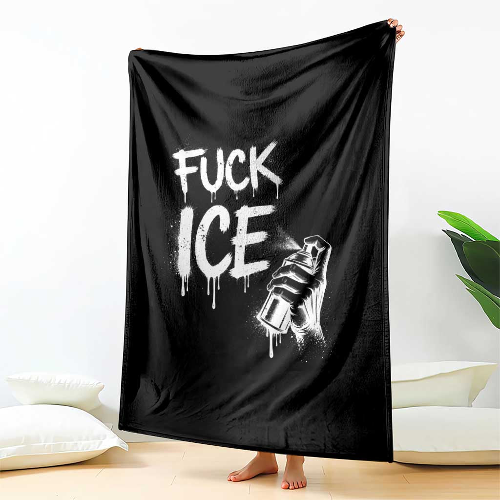 Fck Ice Throw Blanket Vintage Graffiti No Human is Illegal
