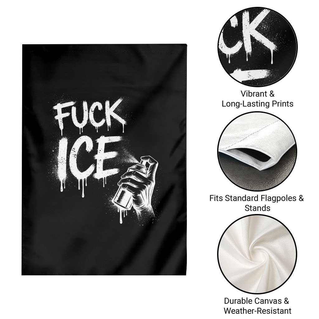 Fck Ice Garden Flag Vintage Graffiti No Human is Illegal