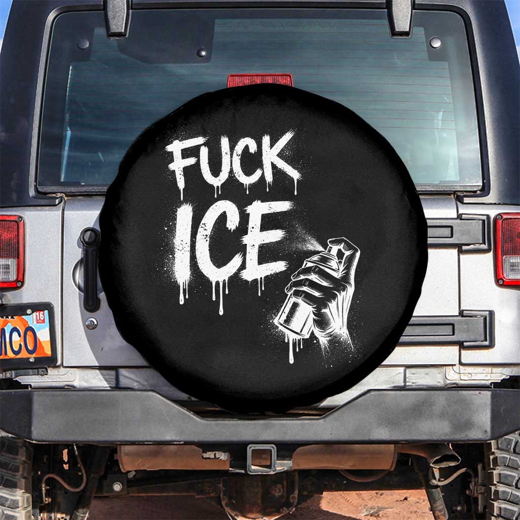 Fck Ice Spare Tire Cover Vintage Graffiti No Human is Illegal