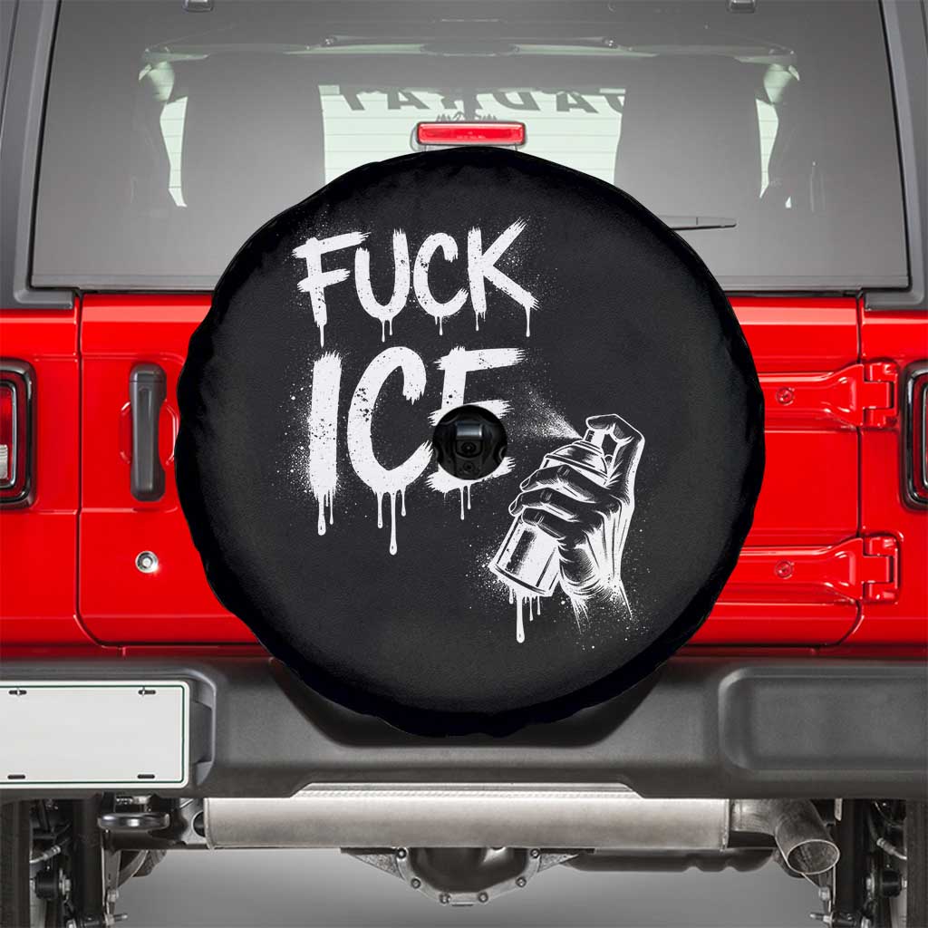 Fck Ice Spare Tire Cover Vintage Graffiti No Human is Illegal