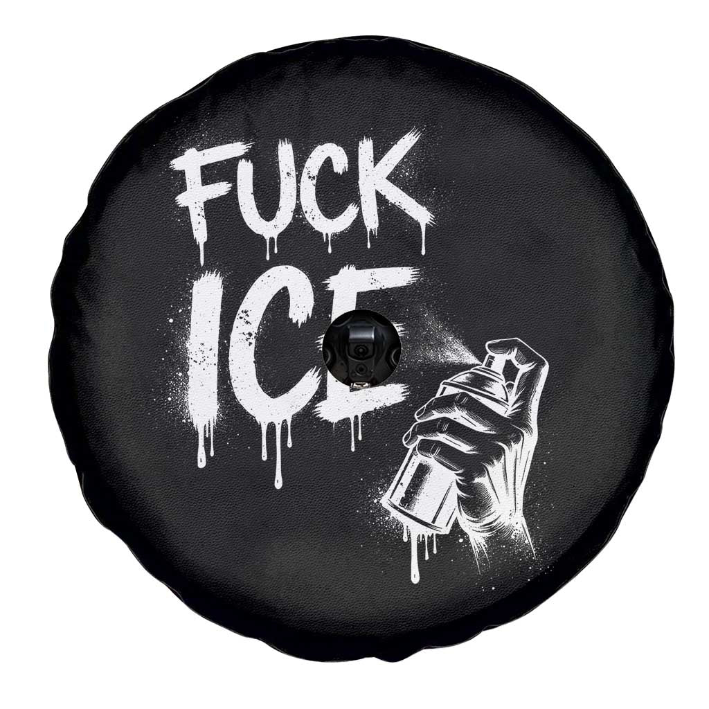 Fck Ice Spare Tire Cover Vintage Graffiti No Human is Illegal