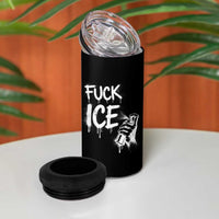 Fck Ice 4 in 1 Can Cooler Tumbler Vintage Graffiti No Human is Illegal