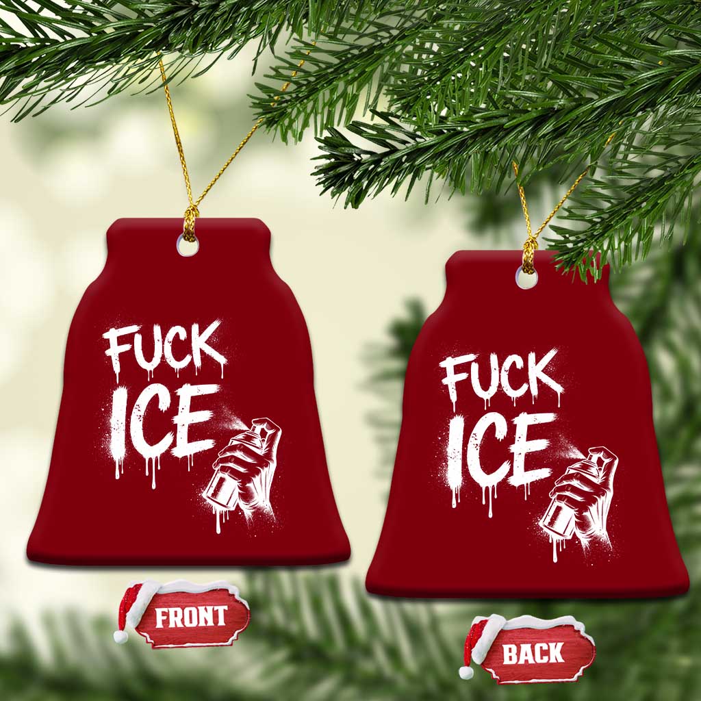 Fck Ice Ceramic Ornament Vintage Graffiti No Human is Illegal