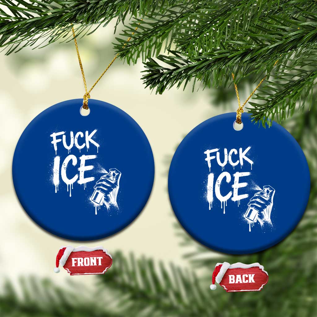Fck Ice Ceramic Ornament Vintage Graffiti No Human is Illegal