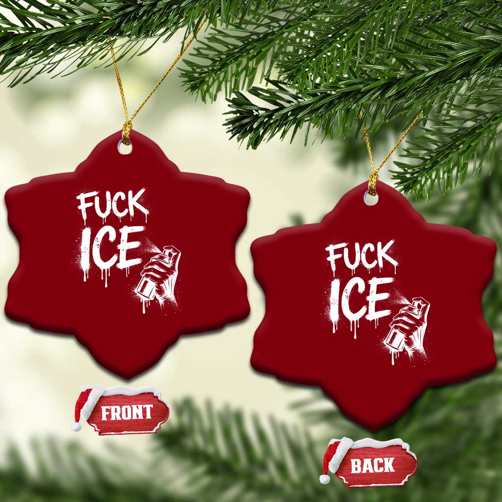 Fck Ice Ceramic Ornament Vintage Graffiti No Human is Illegal