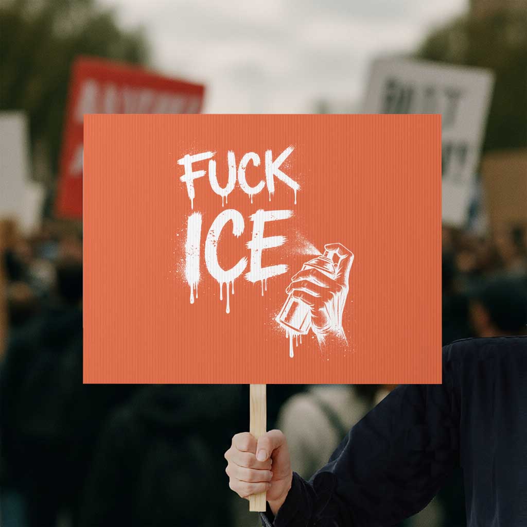 Fck Ice Protest Sign Vintage Graffiti No Human is Illegal