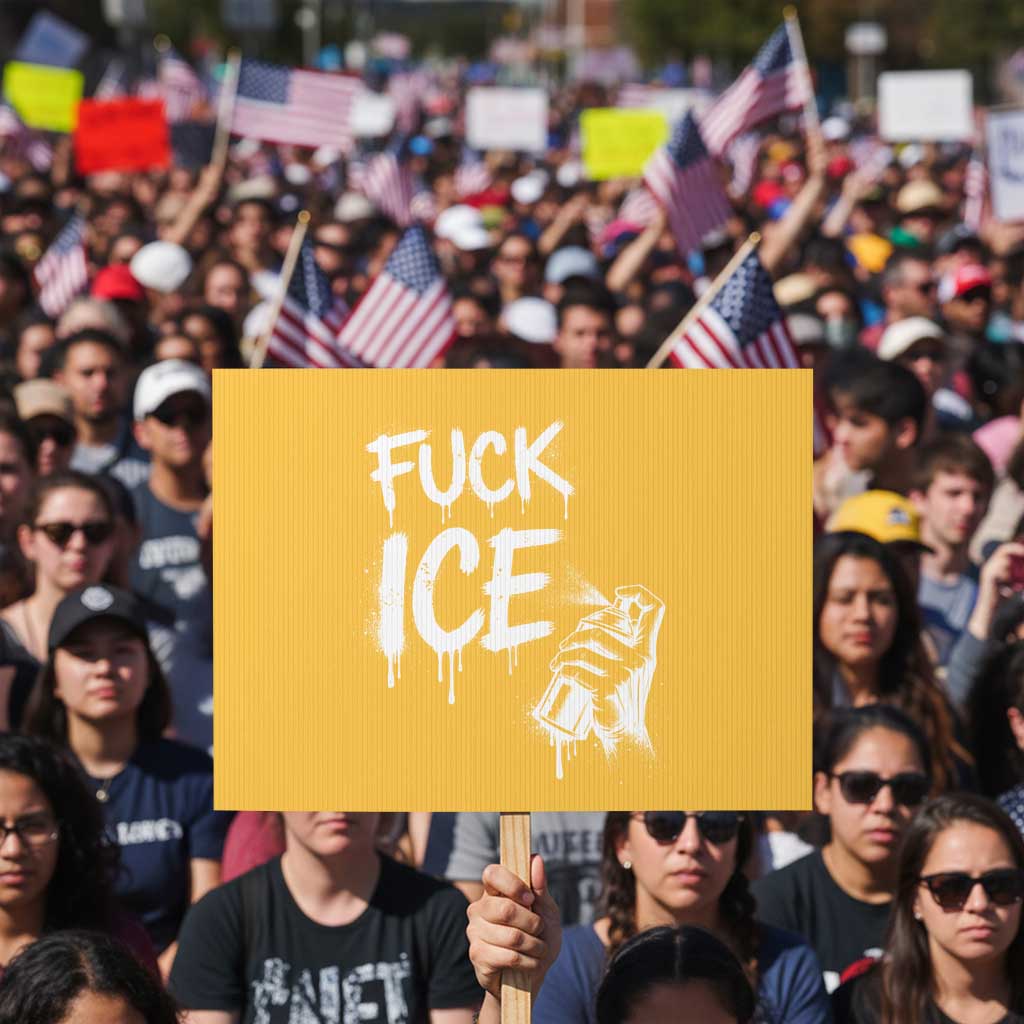Fck Ice Protest Sign Vintage Graffiti No Human is Illegal