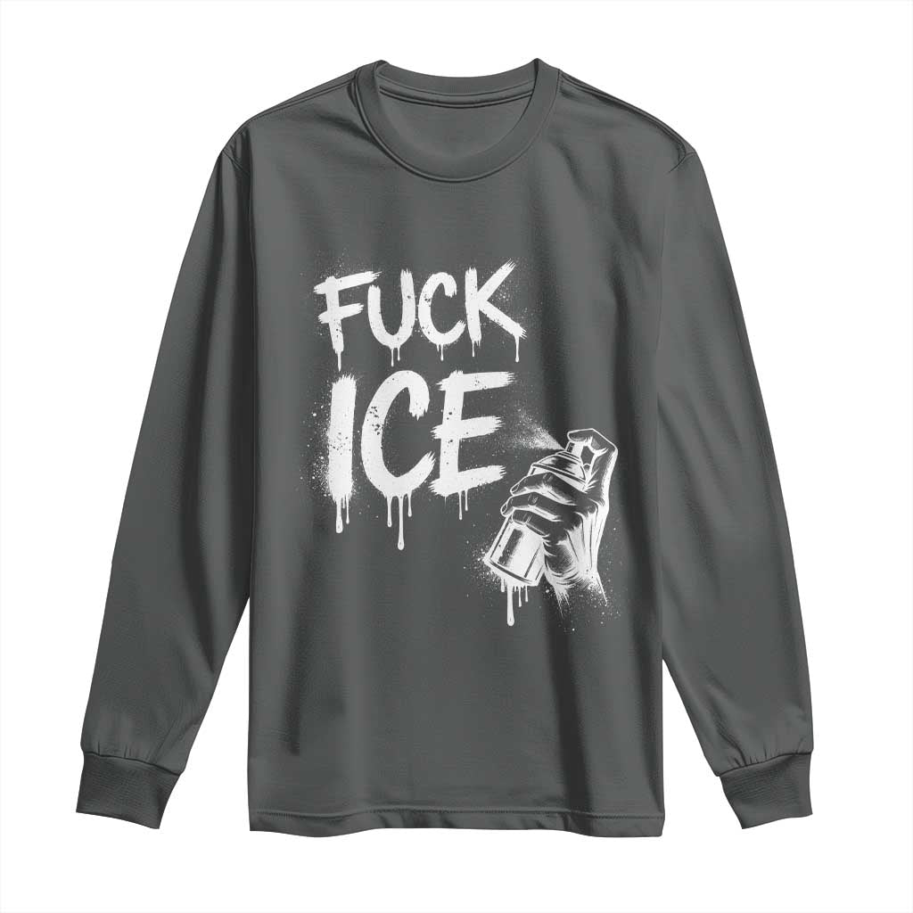 Fck Ice Long Sleeve Shirt Vintage Graffiti No Human is Illegal